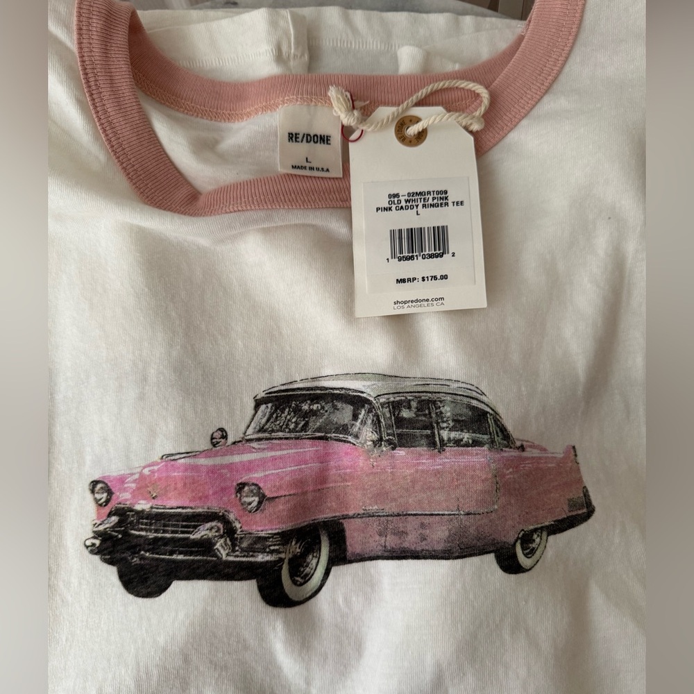 RE/DONE Pink Caddy Ringer Tee - Picture 8 of 12